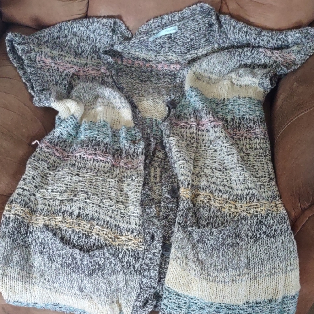 Maurices Gray and Cream Women's Cardigan Sweater
